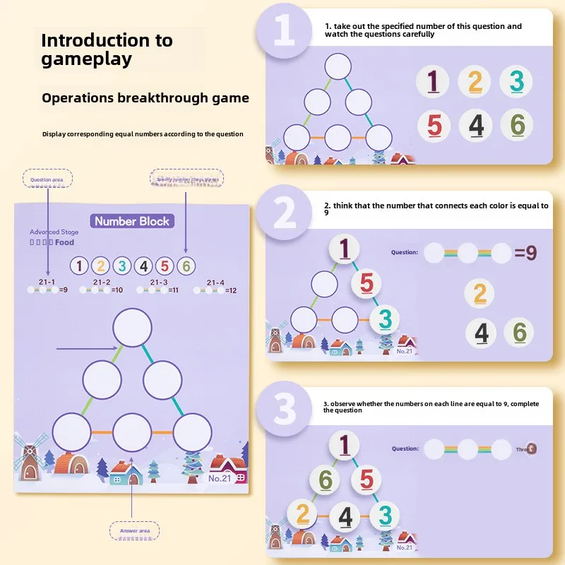 高品質な数字の算数おもちゃ 数学パズルブック 大人気 子供向け教育用知育玩具 幼児向けアクティビティ 再利用可能なステッカー付き絵本
