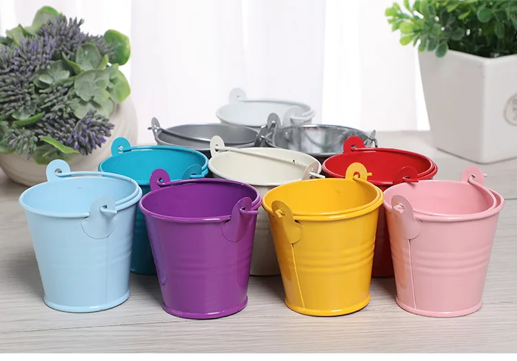 New Arrival Mini Tin Bucket for Plant Flower Pot Metal Bucket for Plant Flower Pot Egg Hunt Solid Small Easter Basket