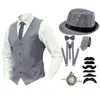 Conjunto gris de ocho piezas.
