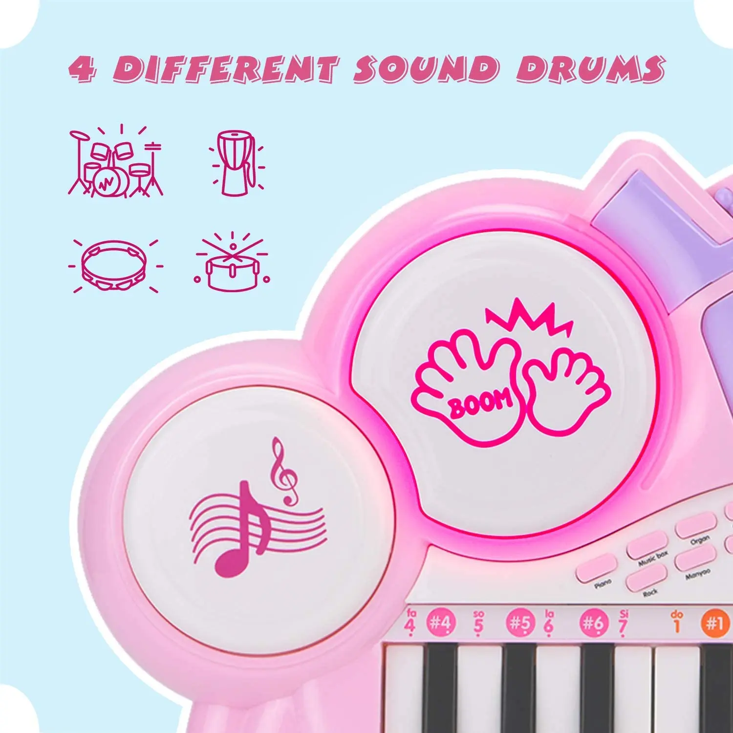 24キー幼児用ピアノおもちゃ、子供用楽器ピアノキーボード、マイク付き 