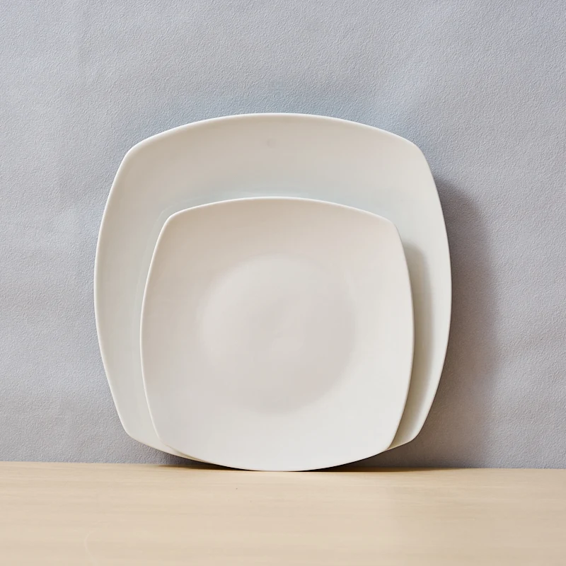 Wholesale Modern Square Ceramic Dinner Set for Hotel & Restaurant Custom 16-24 Pcs White Porcelain China Plate Durable Feature