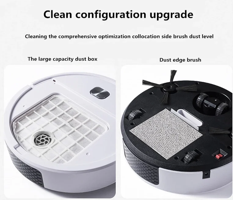 OEM White Plastic Robotic Vacuum Cleaner Slim Automatic Home Cleaning Sweeper Daily Schedule Feature for Hard Floors Pet USB