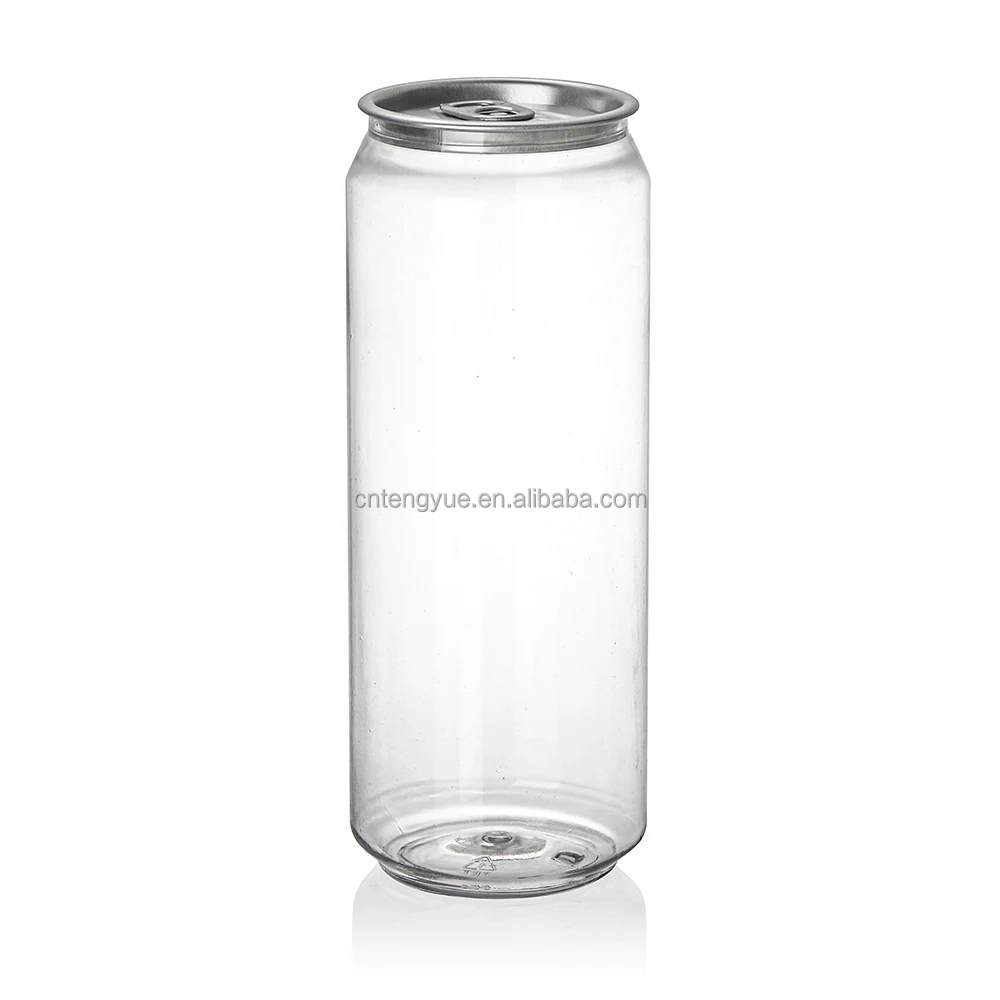 저렴한 도매 맞춤형 로고 PET 캔 250-700ML 식품 등급 투명 용기 (주스, 탄산음료용), 알루미늄 밀봉 뚜껑 포함 ...