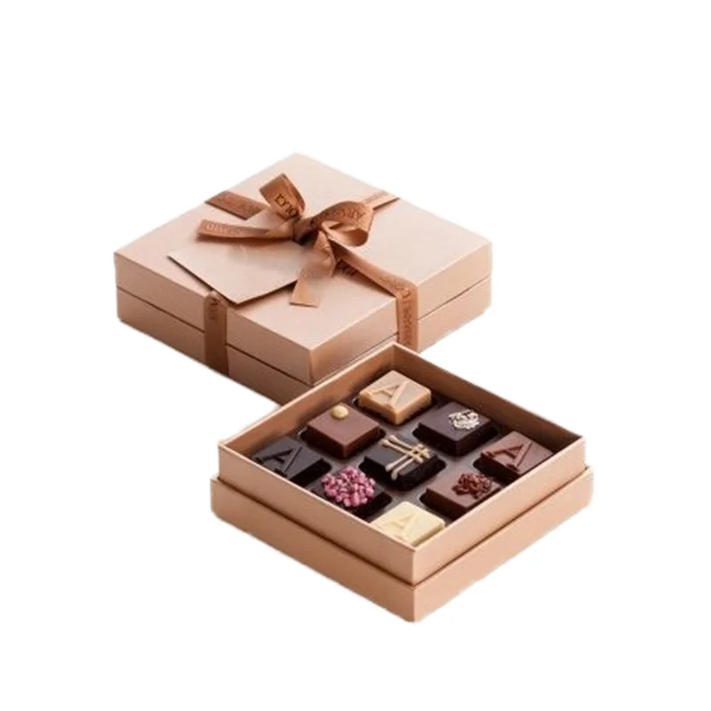 Custom Logo Kraft Rigid Gift Box, Food Grade Kraft Paper Chocolate Packaging Box, Custom Printed Hard Box for Chocolate & Confectionery