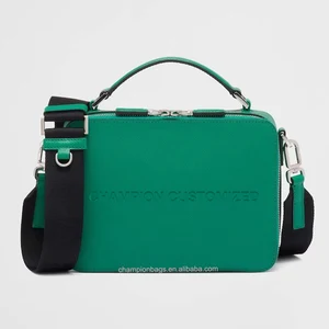 Custom Logo PU Saffinao Leather Zip Square Men's Crossbody Pack Shoulder Messenger Bag for Men