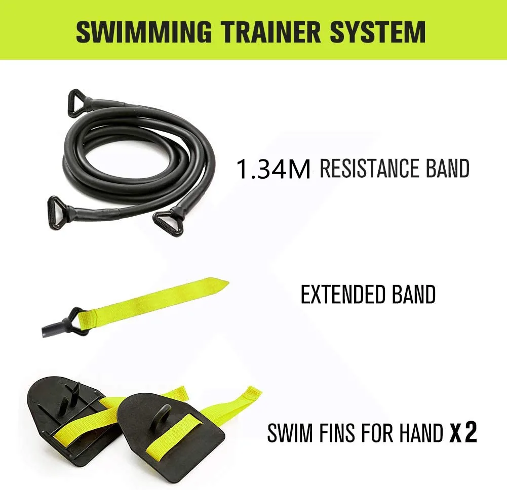 Swimmer Use Dry Swim Training Exercise Equipment With Hand Paddles