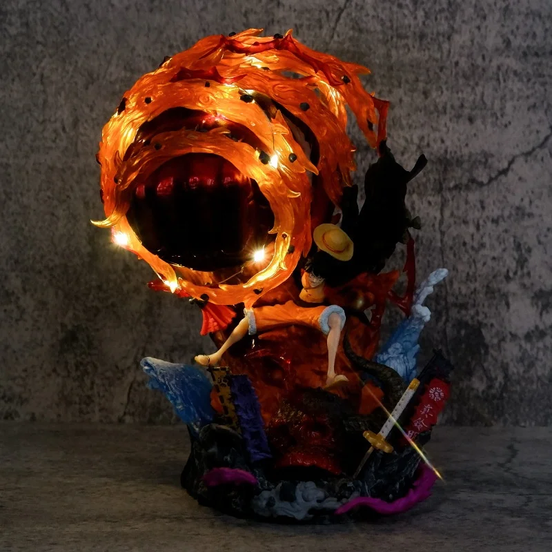 21cm PVC One Pieces GK Lighten Fire Luffy Anime Figure for Collection Decoration Model Toys