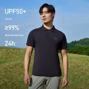 PELLIOT Outdoor Hiking Men's Breathable Quick Dry Antimicrobial High Elastic Lightweight UPF 50+ Sunproof Polo T-shirt