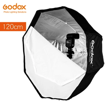 GODOX-120cm 47.3in Portable Octagon Reflective Umbrella Silver with Portable Octabox for Studio Photography Flash Speedlight