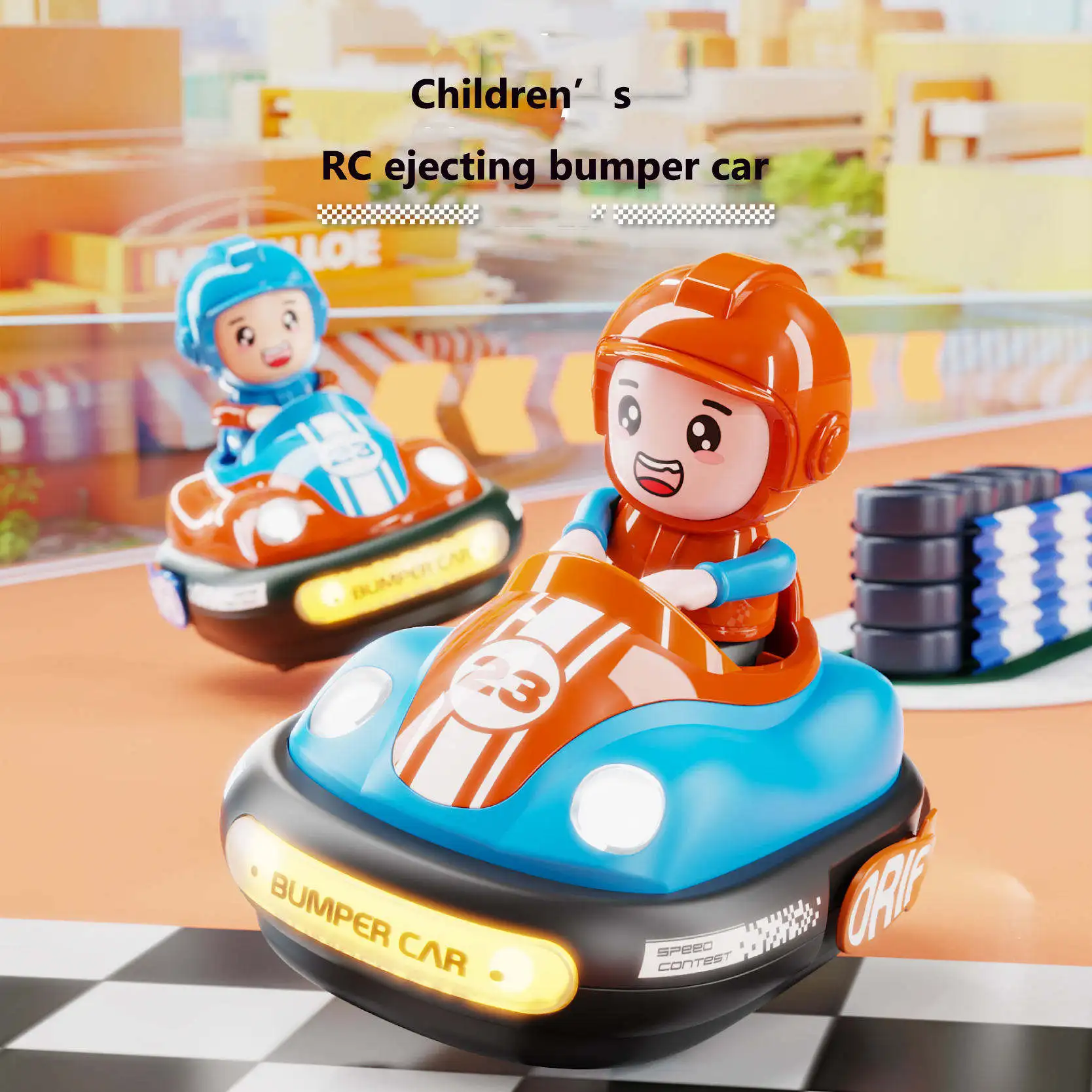 2024 Newest Fun Game 2 Player Rc Bumper Cars Kids Vehicle Toys Battle Bumper Remote Control Car Toy With Light for Children Gift