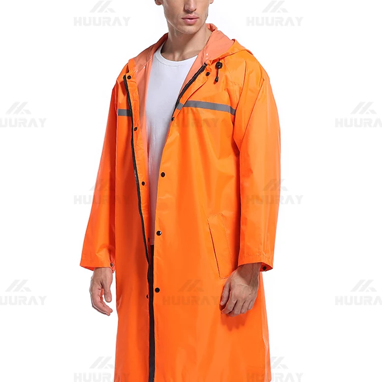 logo Color Size Custom Hi-viz Fluorescent Orange Pu Rain Jacket Orange Hi Vis Raincoat Rain Windbreaker Jackets with Hood