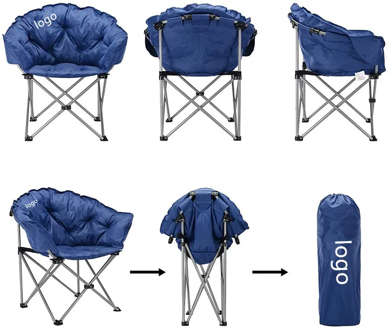 Woqi Outdoor Camping Moon Chair Folding Chair with Cup Holder and Back Pocket Supports up to 150 KG for Parks