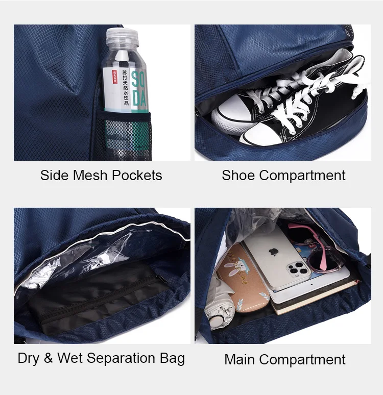 Waterproof Drawstring Backpack Sport Beach Gym Bag With A Front Zipper