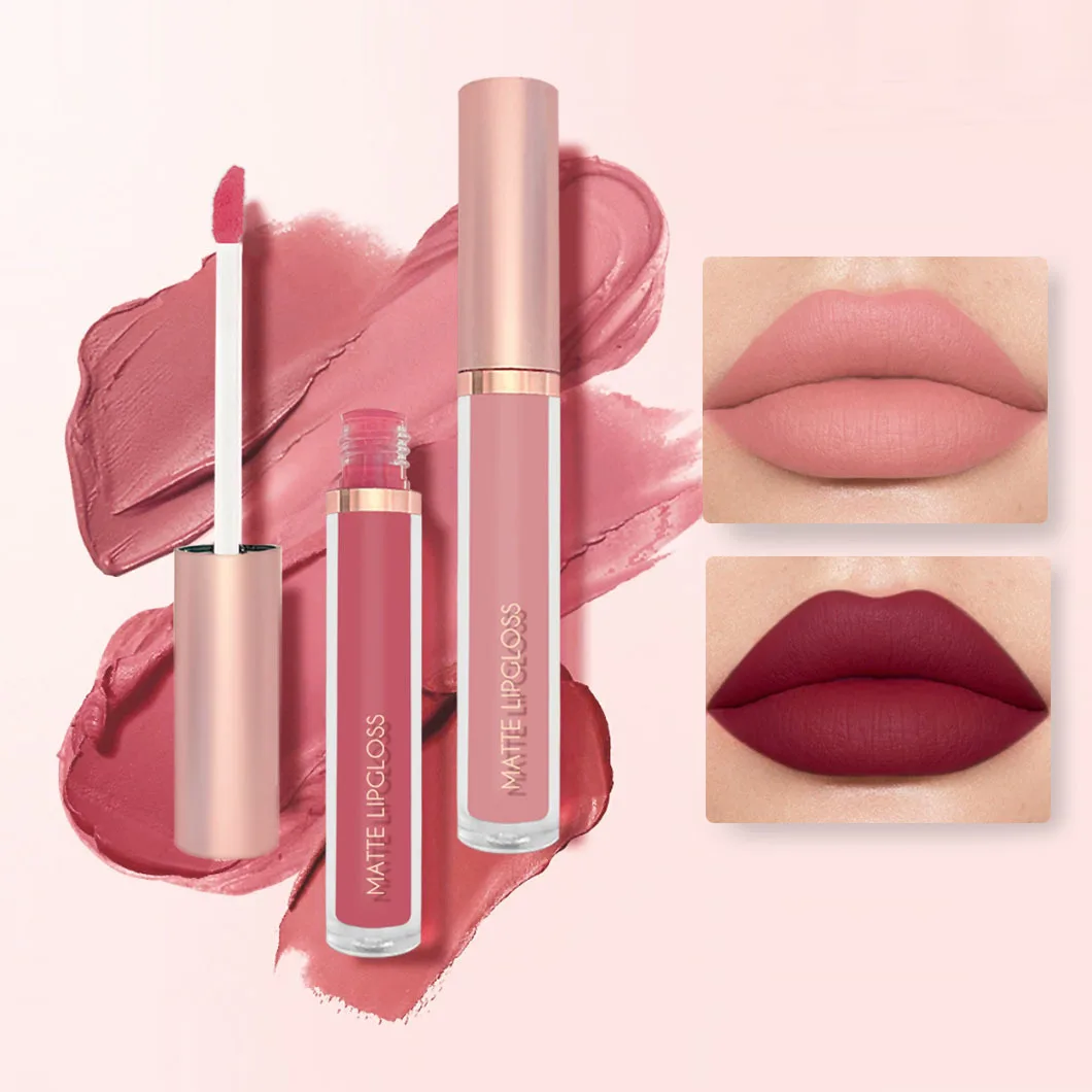 Low MOQ Nude Matte Lipstick 12 Colors Sex Red Long Wearing Kiss-proof Liquid Lipstick Private Label