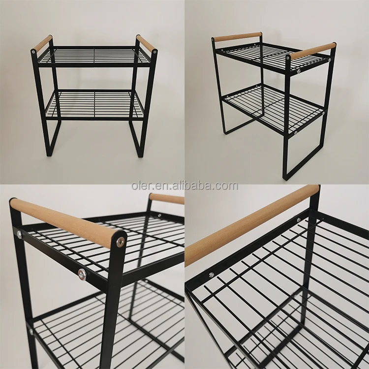 Wholesale Wrought Iron Table Top Shelf Metal Storage Racks For