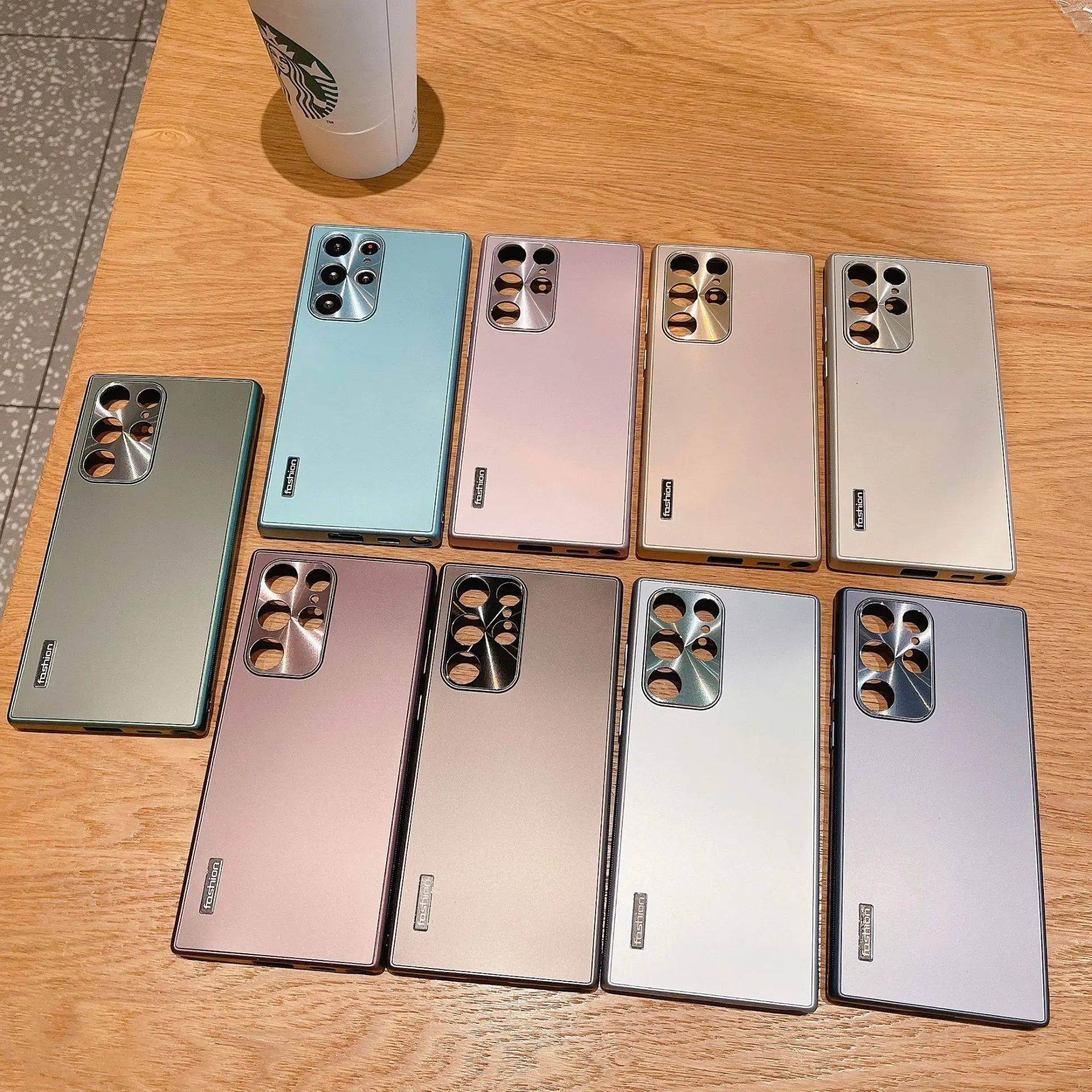 Shockproof Matte PC Phone Case For Samsung Galaxy S24 S23 Ultra S23 Plus S22 Ultra Luxury Plating Metal Hard Cover