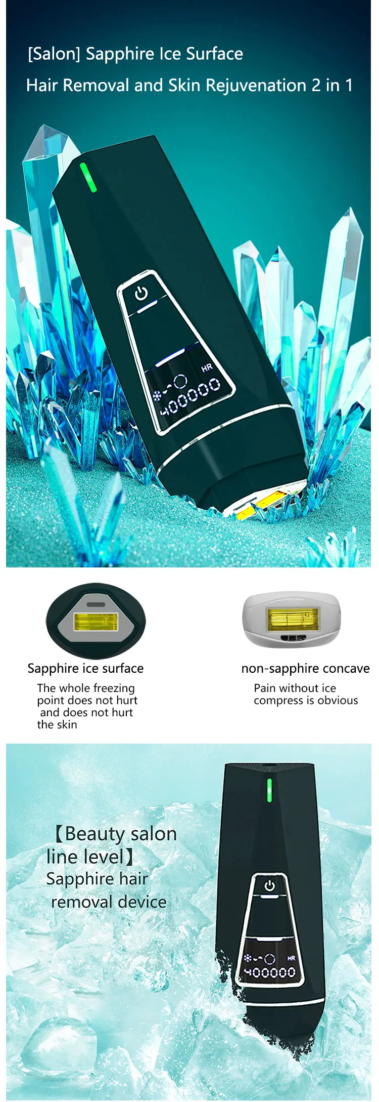 2023 Sapphire Ice Cooling Ipl Laser Hair Removal Lazer Hair Removal Ipl