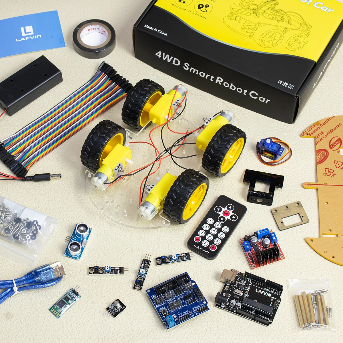 多機能4WDロボットカーキットarduino用超音波モジュールロボット