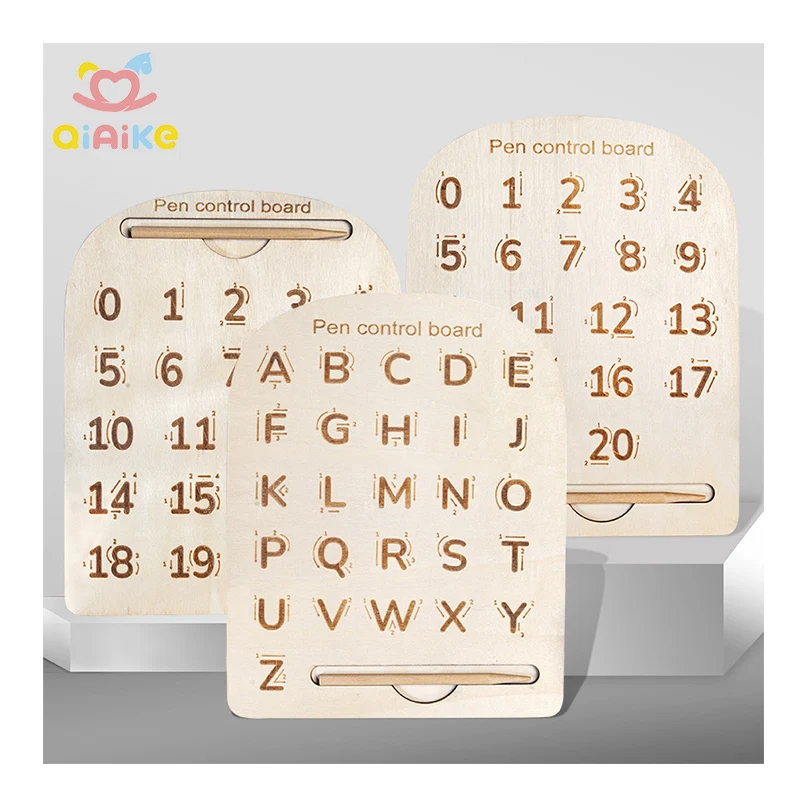 Montessori Inspired Double-Sided Wooden Alphabet Tracing Board Children's Toys Educational Pen Control Writing Practicing Board