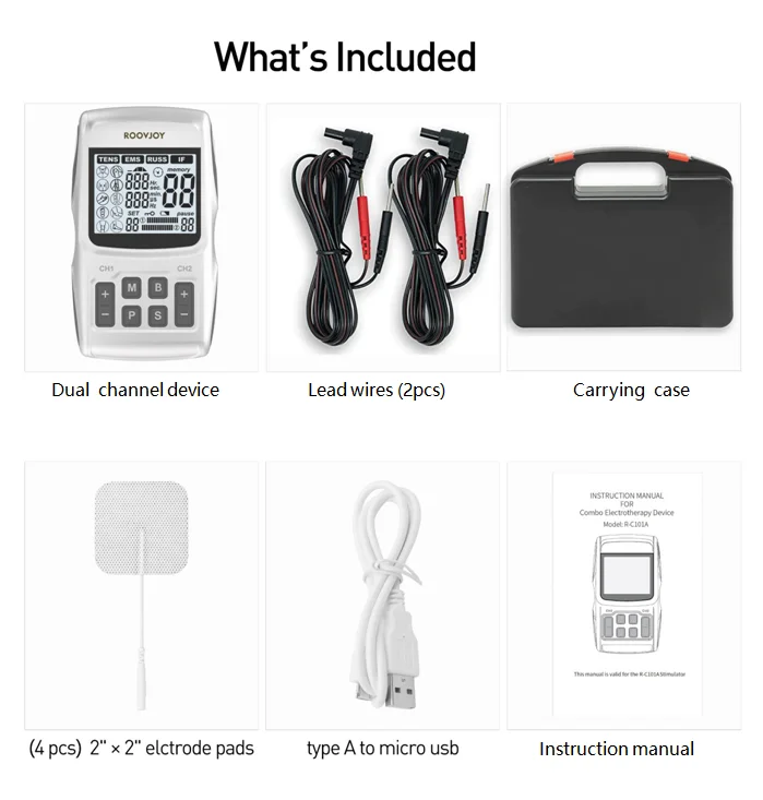 4 in 1 Portable Combo TENS Unit EMS Russian Stimulation Machine Electroshock Interferential Therapy Machine Tens Ems Pain Relief