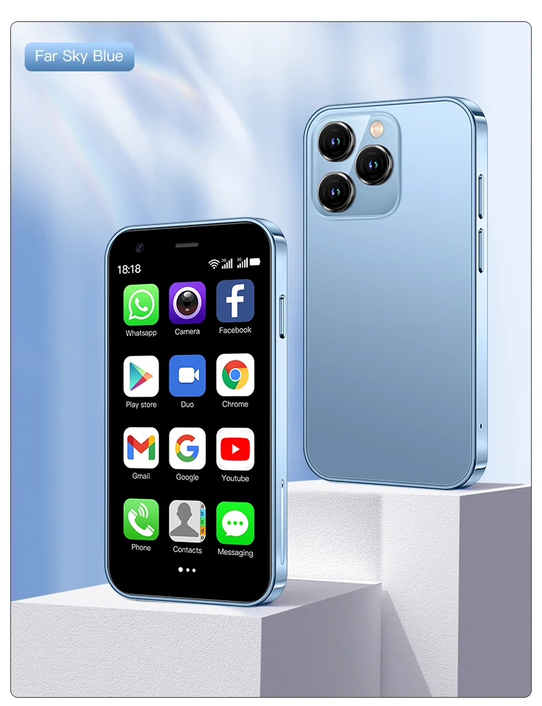 SOYES XS15 Mini Smart Mobile Phone 3.0 Inch Android 8.1 Smartphone 2GB RAM+16GB ROM Dual SIM Google Play Store 3G Cellphones