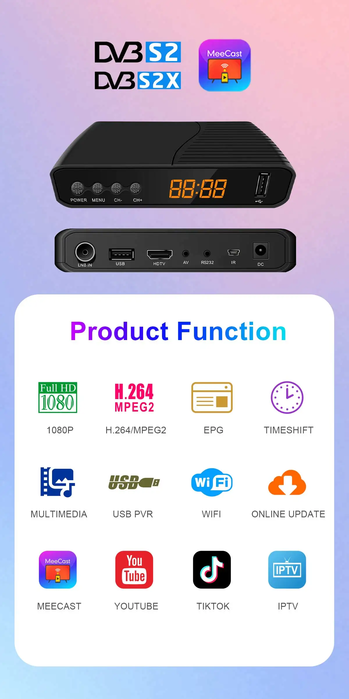 product dvb s2 satellite receiver digital tuners tv channel free to air smart tv box meecast hd dvb s2 receiver set top box-56