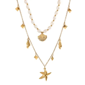 Fashion Necklace Bracelet Earrings Beach Gift Ocean  Theme Ladies Jewelry Set Stainless Steel Gold Plated