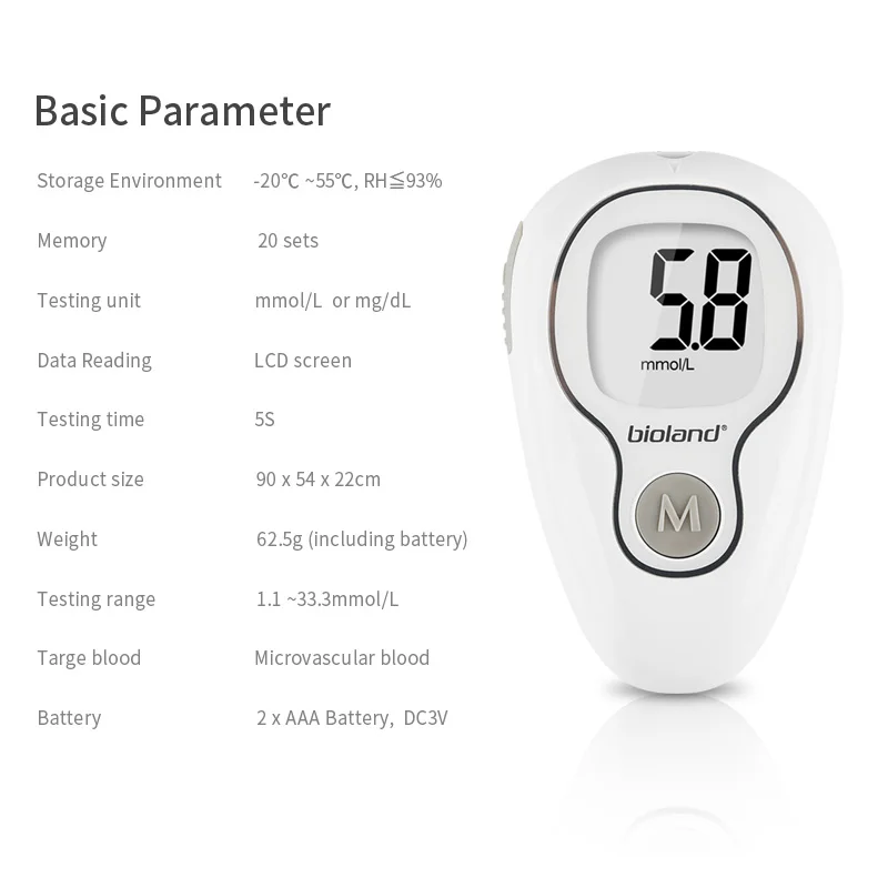 Clinical Proved Diabetes Testing Blood Glucose Meter Taiwan Household Blood Sugar Machine Diabetes Patient Tester No Strips