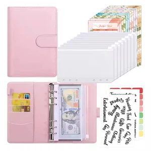 Low Price Wholesale A6 PU Leather Binder Cash Envelopes Budget Binder with Label Sticker Budget Sheet