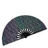 6.Éventail noir en tissu réfléchissant - Étoiles
