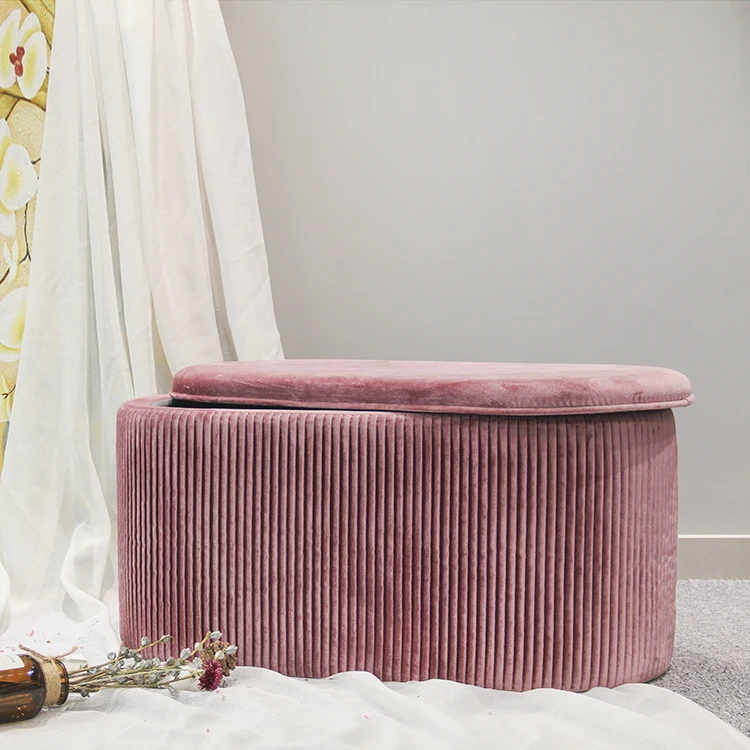 Unique European Style Tufted Velvet Ottoman Stool Set with Storage Factory Price Pouffe Footstool