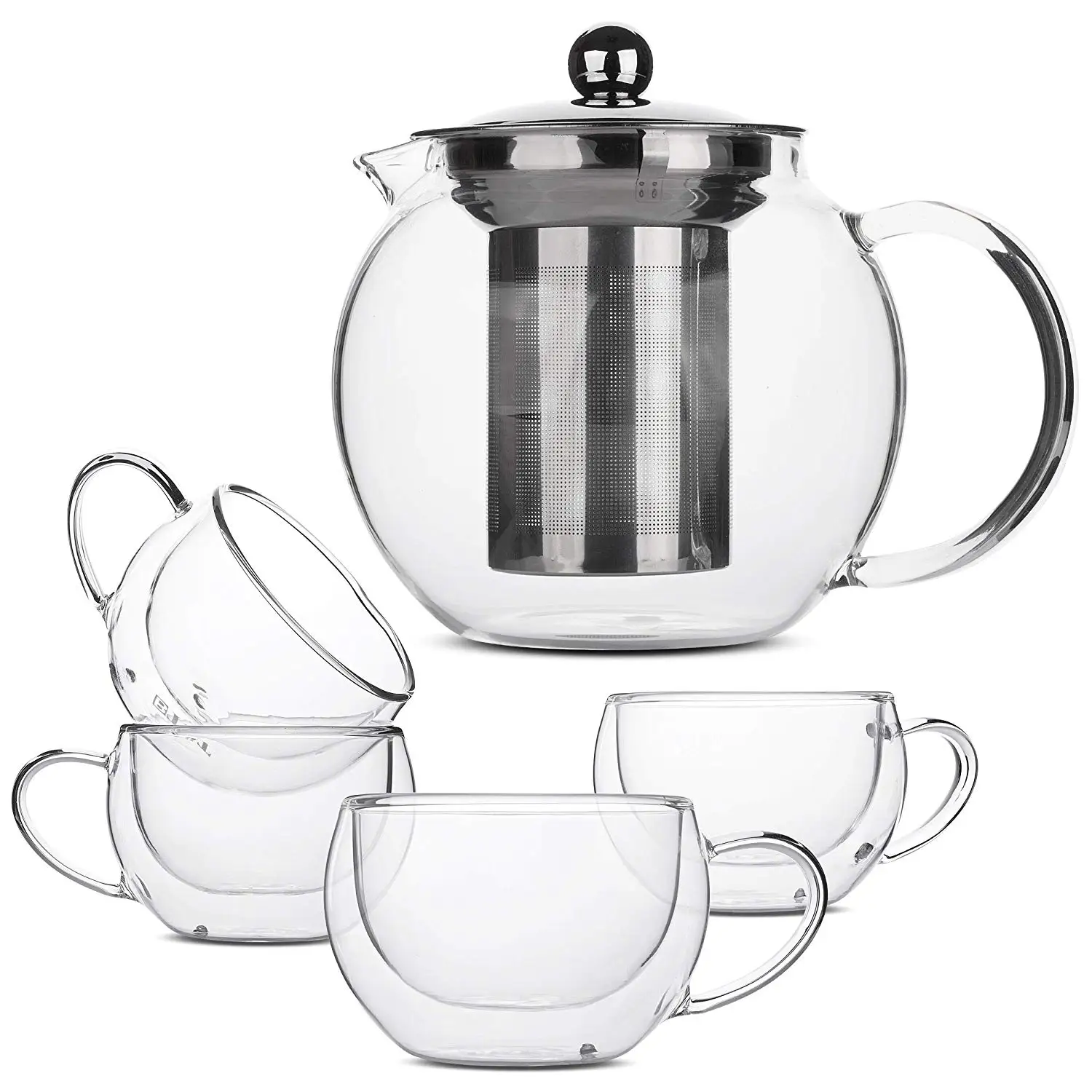 Heat Resistance Extra Fine Stainless Steel Strainer Glass Tea Kettle