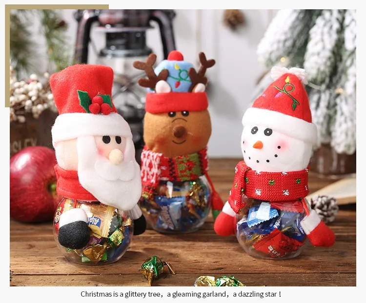 Hot Sale Cute Plastic Christmas Candy Jar Christmas Ornaments Santa