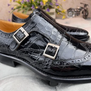 Hot-selling Luxury Men Designer Shoes Original Genuine Crocodile Leather Shoes for Men Stylish Party Wedding Shoes Men