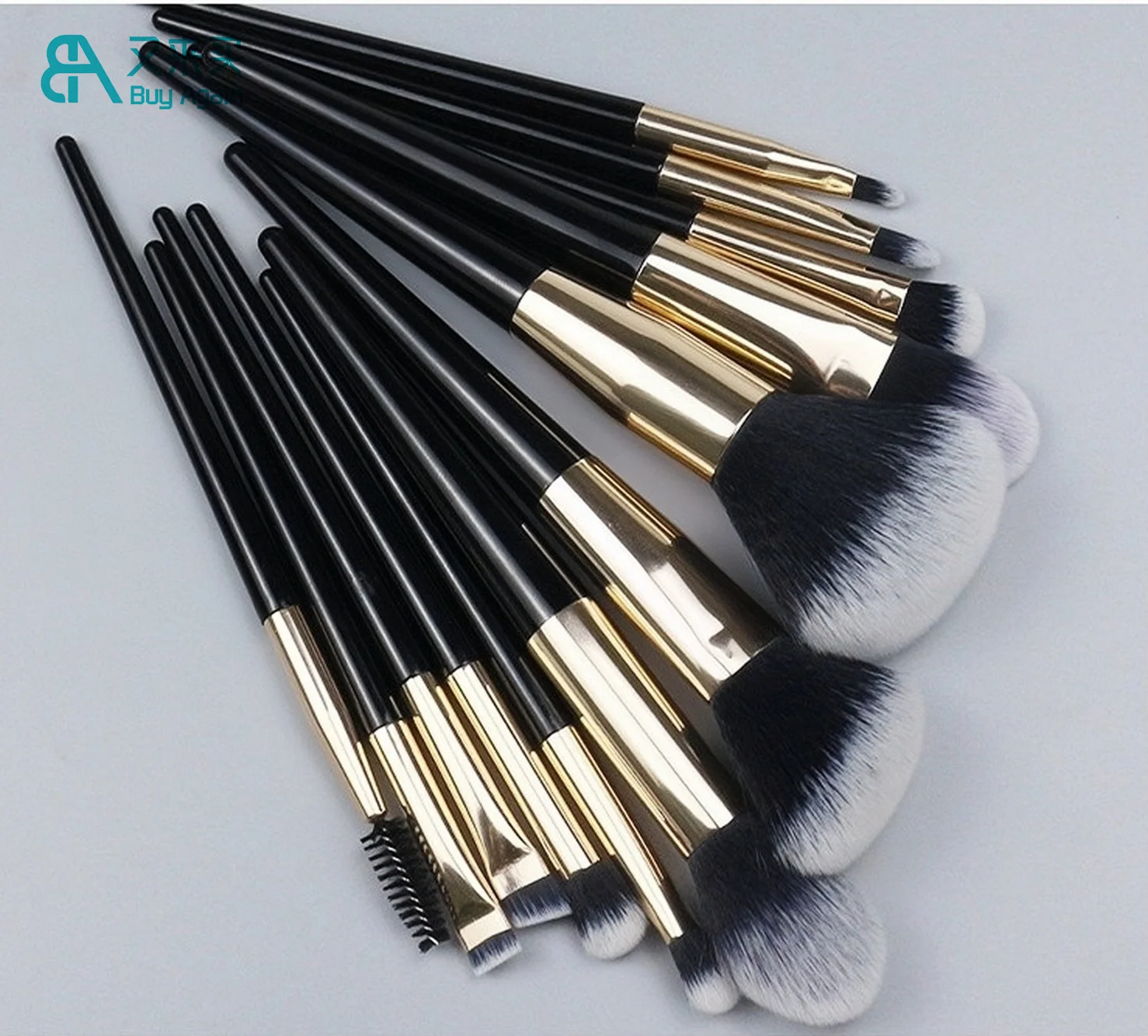 Wholesale Custom Logo High Quality 10 Piece 10pcs Makeup Gift Sets Soft Fluffy Black Travel Make