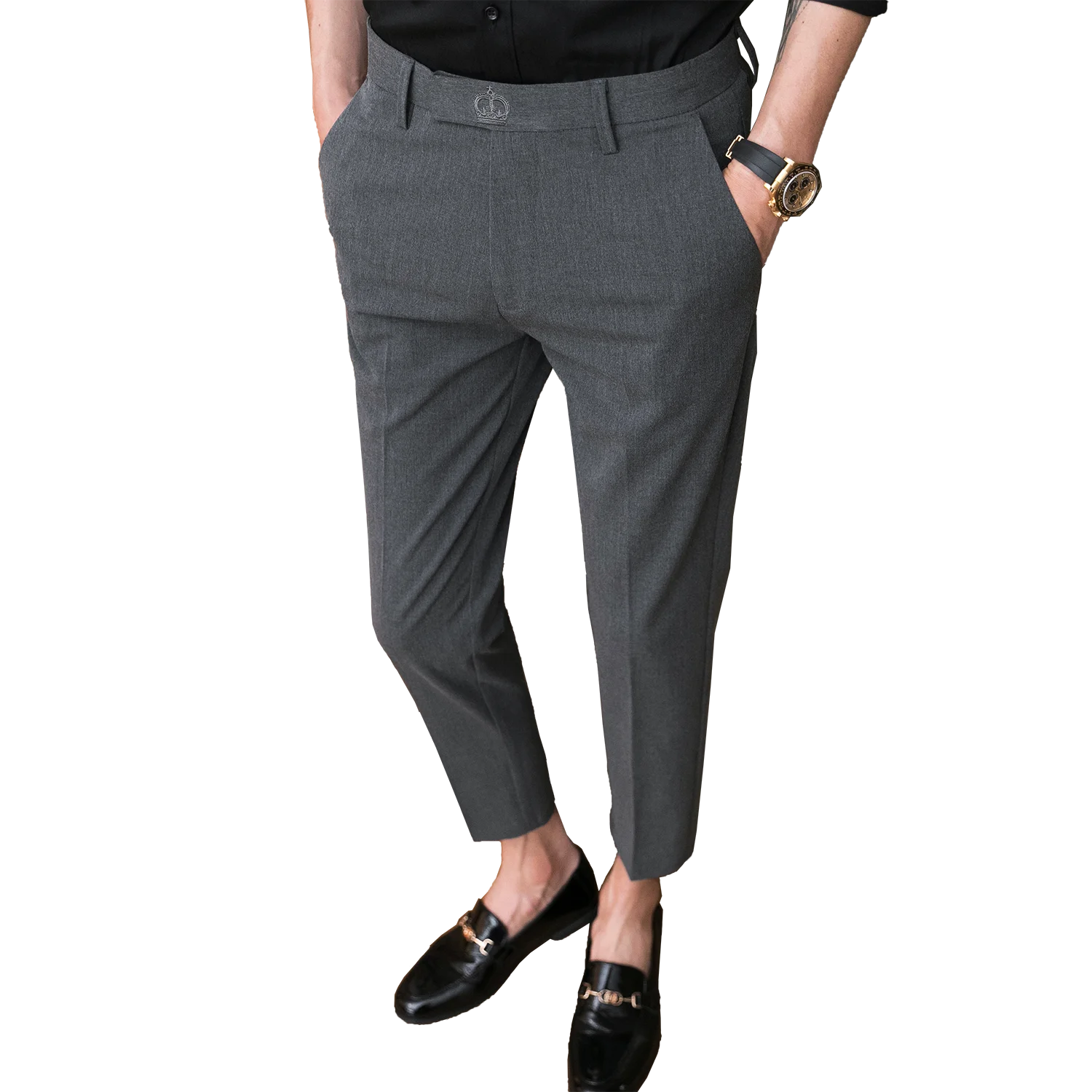Dark Grey Skinny Suit Trousers  New Look