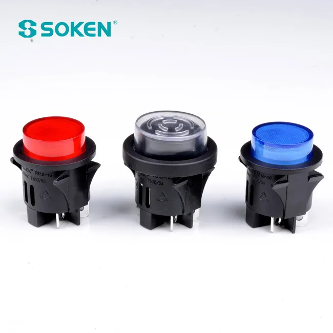 Interrupteurs à Bouton-Poussoir Autobloquants SOKEN 4Pins 16A - Pack De 2 - Noir Pour Tableau Électrique