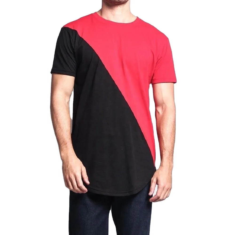 Two Tone Colors Block Diagonal Cut T Shirt Clothing Men Summer Casual Wears Street-wear Personalized Tee Shirts High Visibility - Buy Two Colors Block Diagonal Cut Shirt Clothing Men Summer