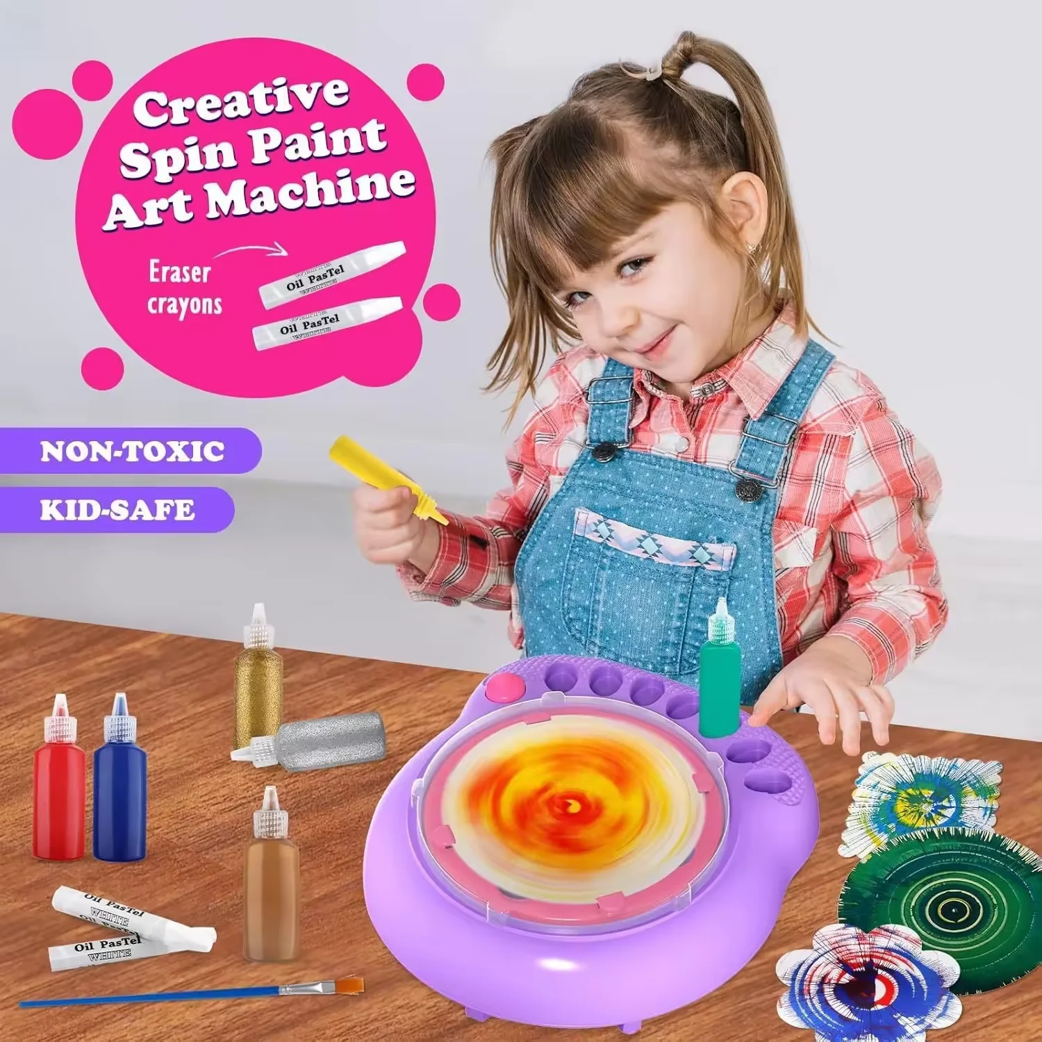 DIY Paint Spin Art Machine Kit for Kids Educational Toys for Arts
