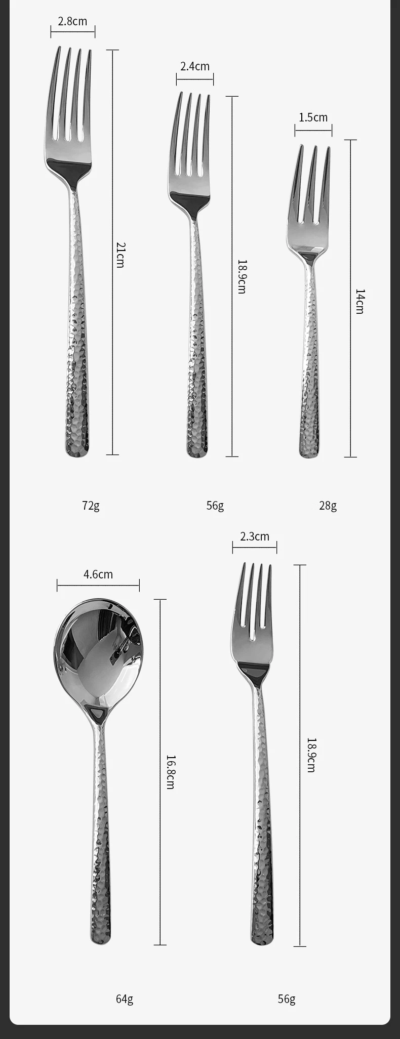 Hand-forged Stainless Steel Flatware Set Hammered Silverware Cutlery ...