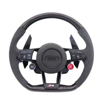 Applicable all Audi A4L A5 A6L Q3 Modified R8 Carbon fiber alcantara steering wheel R8 two-button one-button start driving mode