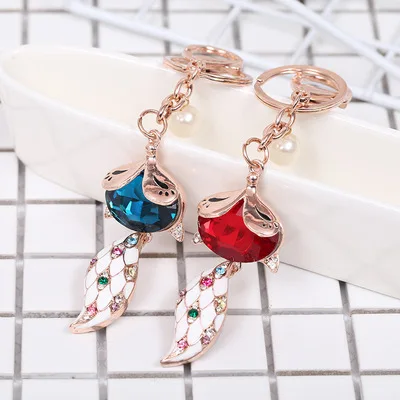 Оптовая продажа, сувенирный брелок со стразами в виде милой лисы