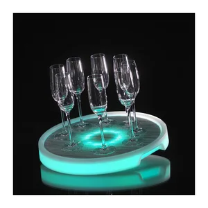 Led Wine Glass Holder Tray for Dining Luminous Frost Plastic Trays for Restaurant and Hotel for Party Occasions Plate Dish