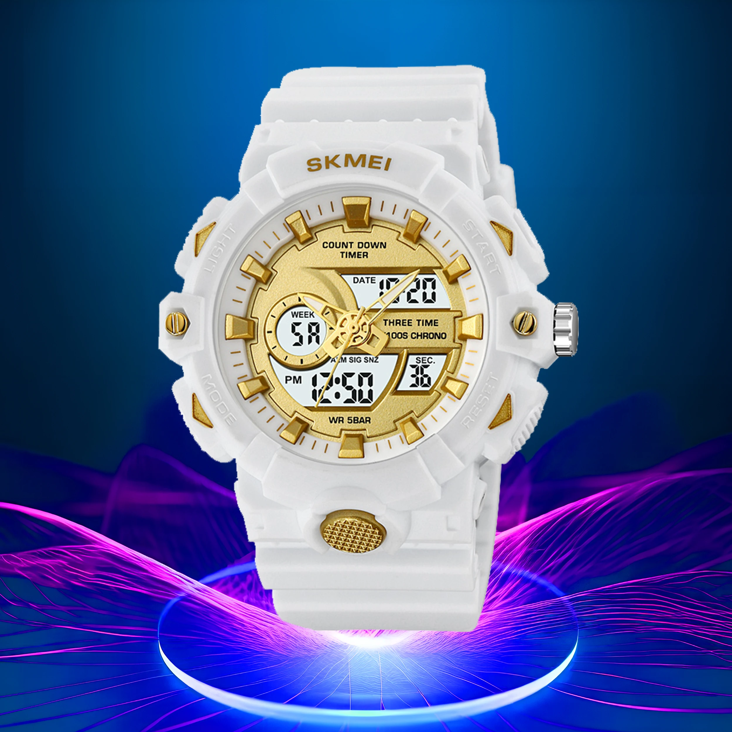 Skmei 2225 Classic Countdown Timer Waterproof Cold Light Led Sport Watch Analog Digital Plastic Watches
