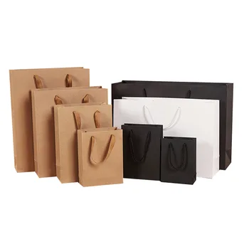 Cheap kraft costume paper gift bags personal wedding plain paper shopping bags with customized logo