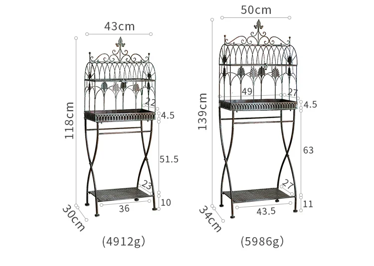 2 Tier Planter Outdoor Antique Metal Flower Pot Stand Vintage Rustproof