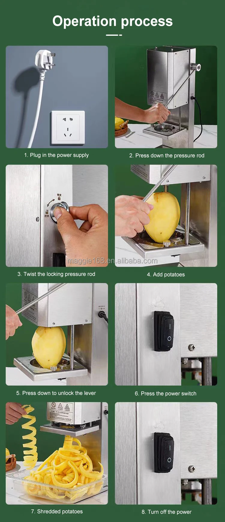 Twist Potato Slicer Curly Fries Cutter Machine Potato Spiral Slicer Potato Cutter Twister Fries Machine for Restaurants