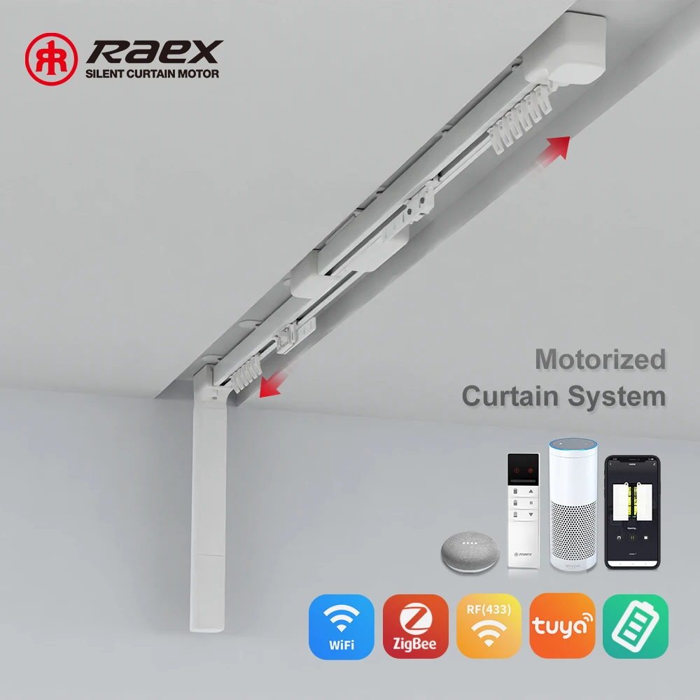 Smart Ceiling Rail Recessed Triple Remote Control Curved Double Electric Curtain Track System