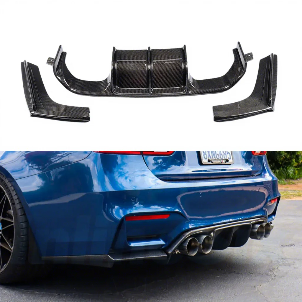 BMW F80 M3 F82 F83 M4 Competition CS GTS 2014-2020 Carbon Fiber V Style Rear Bumper Lip Diffuser