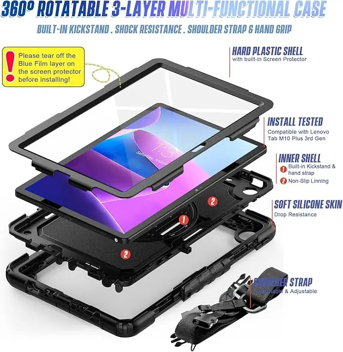 Shockproof Rugged Tablet Case For Lenovo Tab M10 Plus 3Rd Gen 10.6 Inch 2022 Pc Tpu Back Cover Myc173 Laudtec manufacture